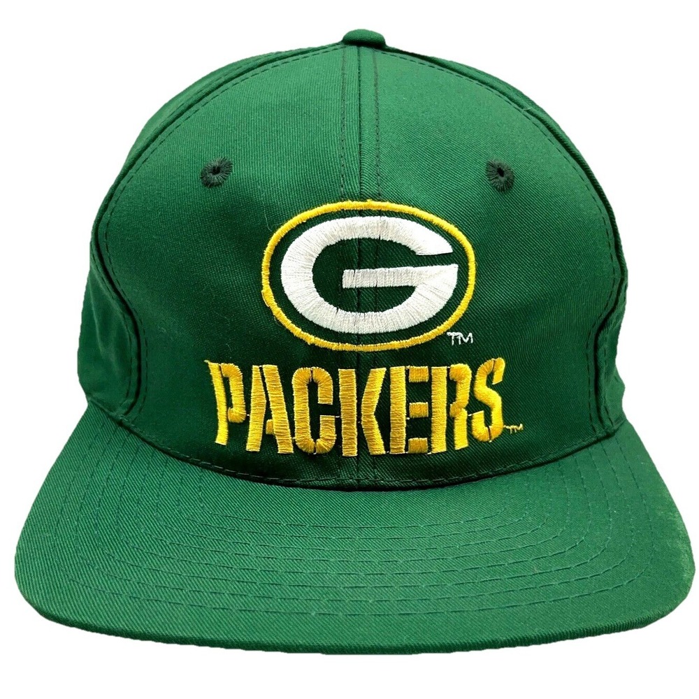 Vintage Green Bay Packers Snapback Hat Cap Green 90s Y2K Twill Embroidered